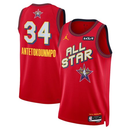 Unisex #34 Giannis Antetokounmpo Jordan Brand Red 2025 NBA All-Star Game Swingman Player Jersey